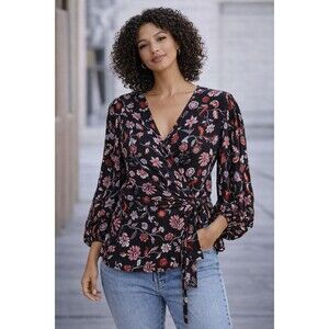 Banana Republic Wrap Blouse Women’s Medium Tall Floral Print NWT